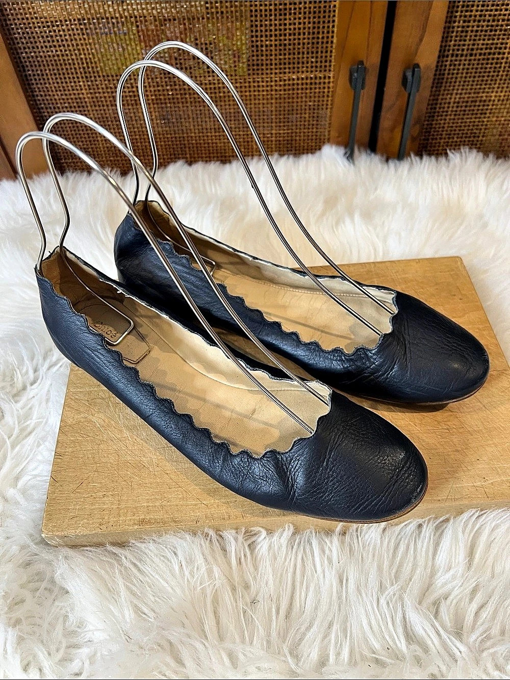 Chloe Black Scalloped Flats